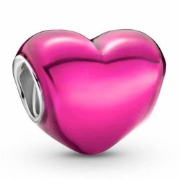 Charm Corazón Metálico Rosa
